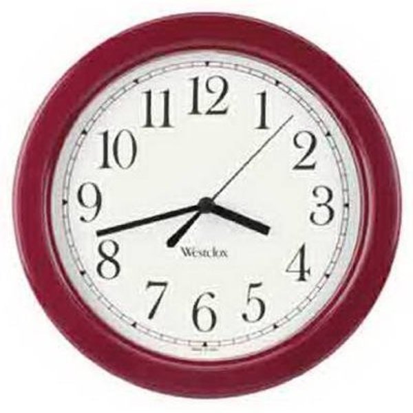 Westclox Clock Wall Rnd Burgundy 8.5In 46983